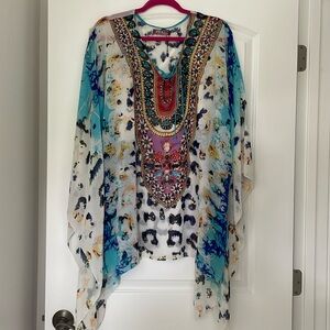 Selfie couture, sheer swimsuit, cover-up, multicolor size small